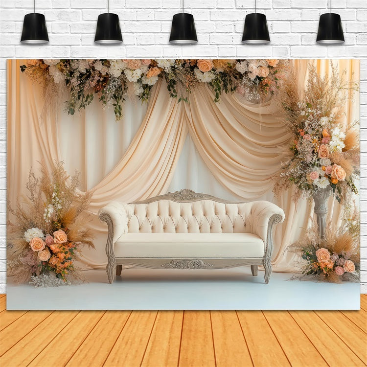 Boho Fotokulisse Sofa Zartes Blumenarrangement Fotokulisse GQ2-72