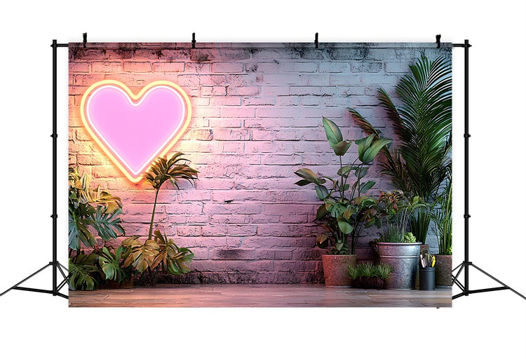 Boho Backdrop Ideen Neon Herz Wand Greenery Hintergrund GQ2-74