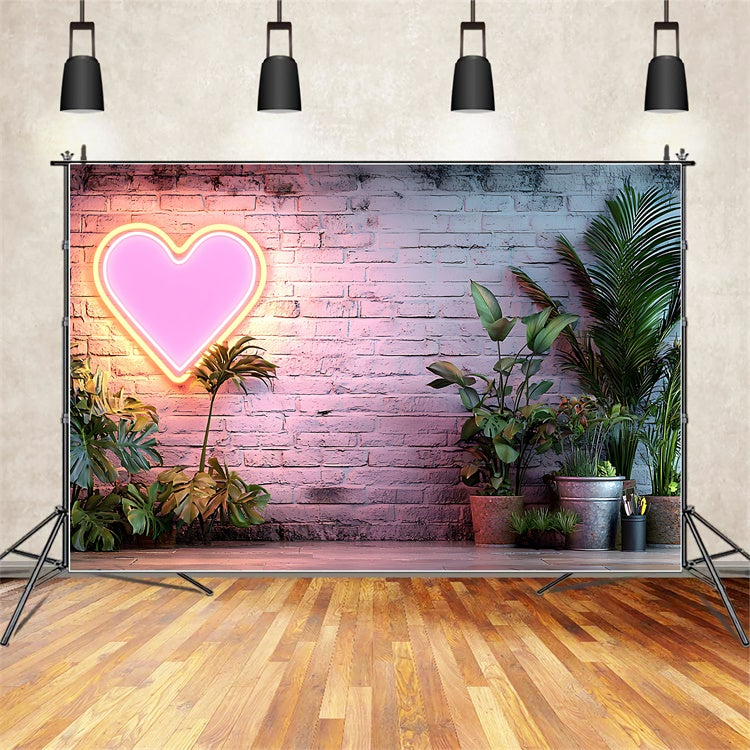 Boho Backdrop Ideen Neon Herz Wand Greenery Hintergrund GQ2-74