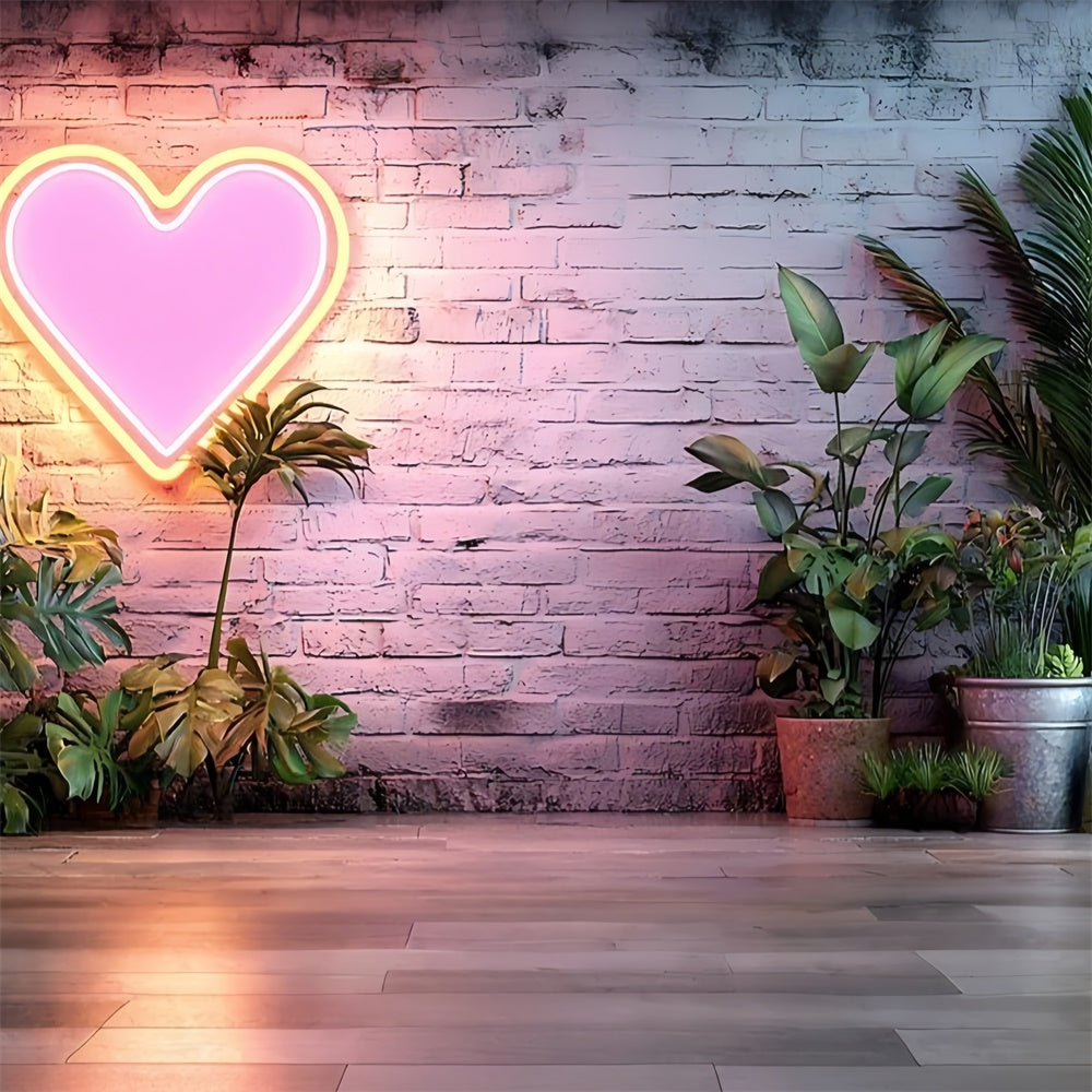 Boho Backdrop Ideen Neon Herz Wand Greenery Hintergrund GQ2-74