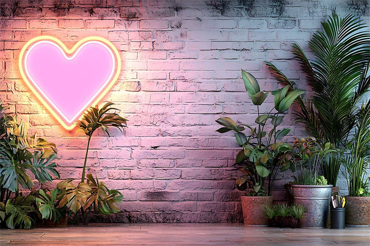 Boho Backdrop Ideen Neon Herz Wand Greenery Hintergrund GQ2-74