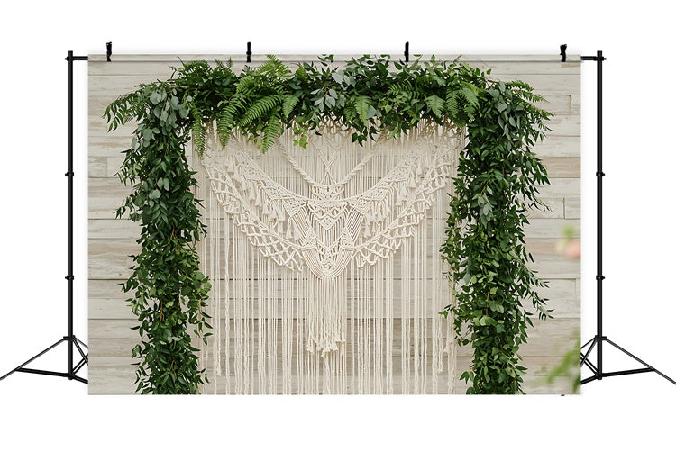 Boho-Hintergrund Makramee-Blatt-Bogen-Dekor-Hintergrund GQ2-76