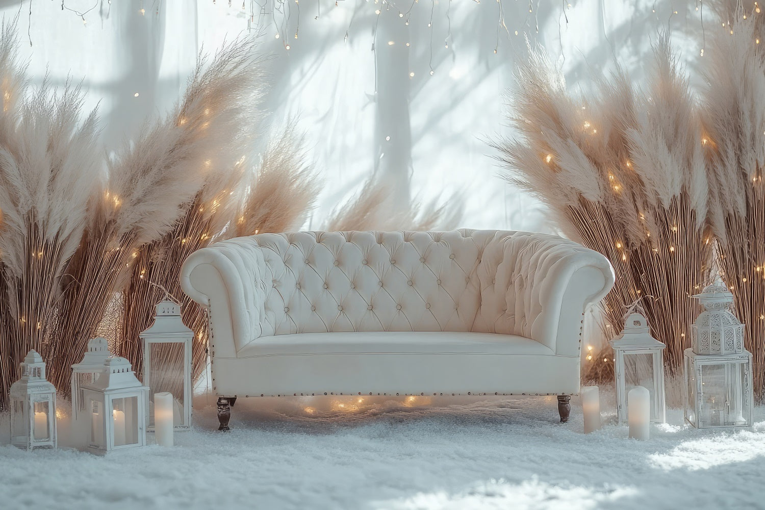 Boho Fotokulisse Wintersofa Pampas Laterne Kulisse GQ2-78