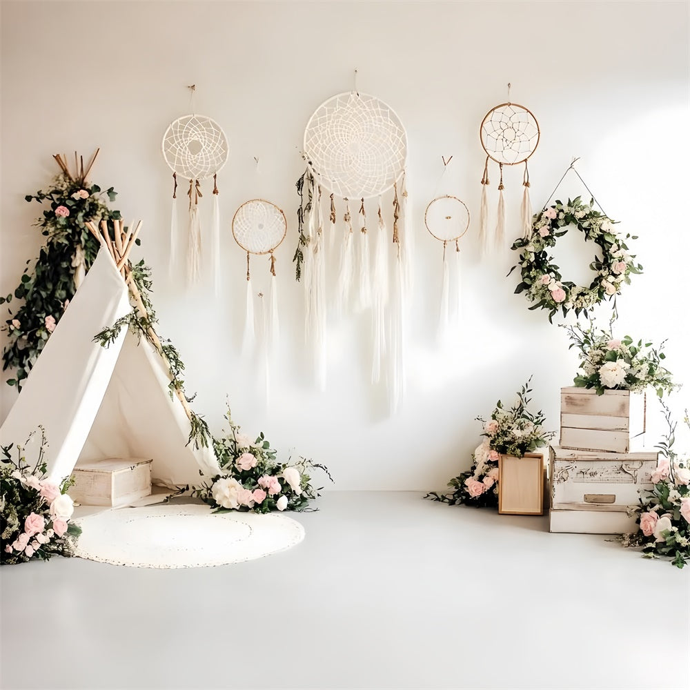 Boho Backdrop Tipi Traumfänger Floral Backdrop GQ2-81