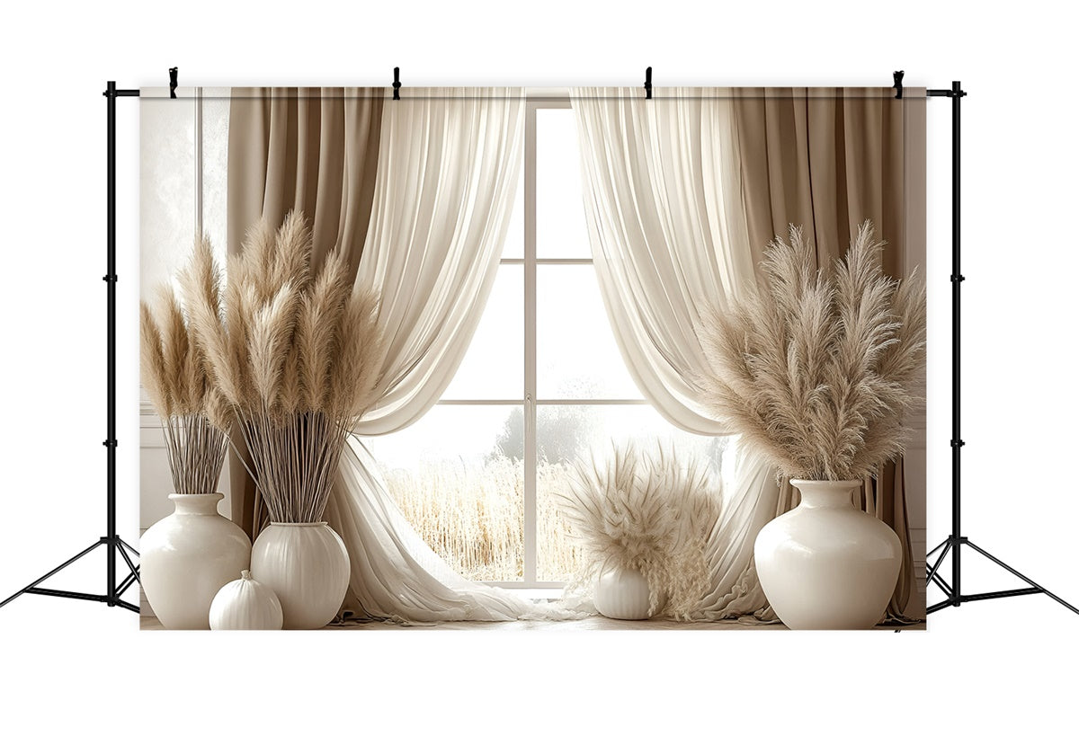 Boho Backdrop Ideen Fenster Pampasgras Fotografie Hintergrund GQ2-82