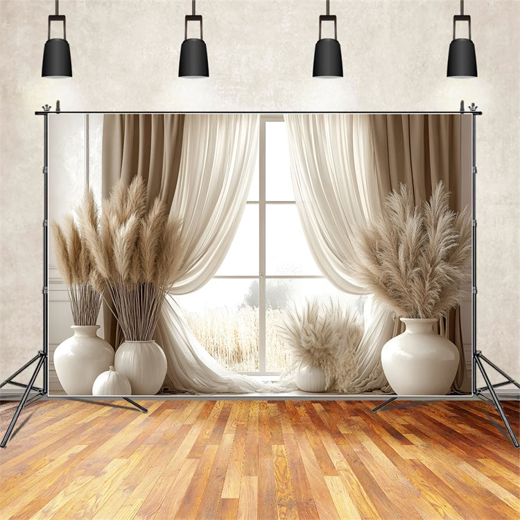 Boho Backdrop Ideen Fenster Pampasgras Fotografie Hintergrund GQ2-82