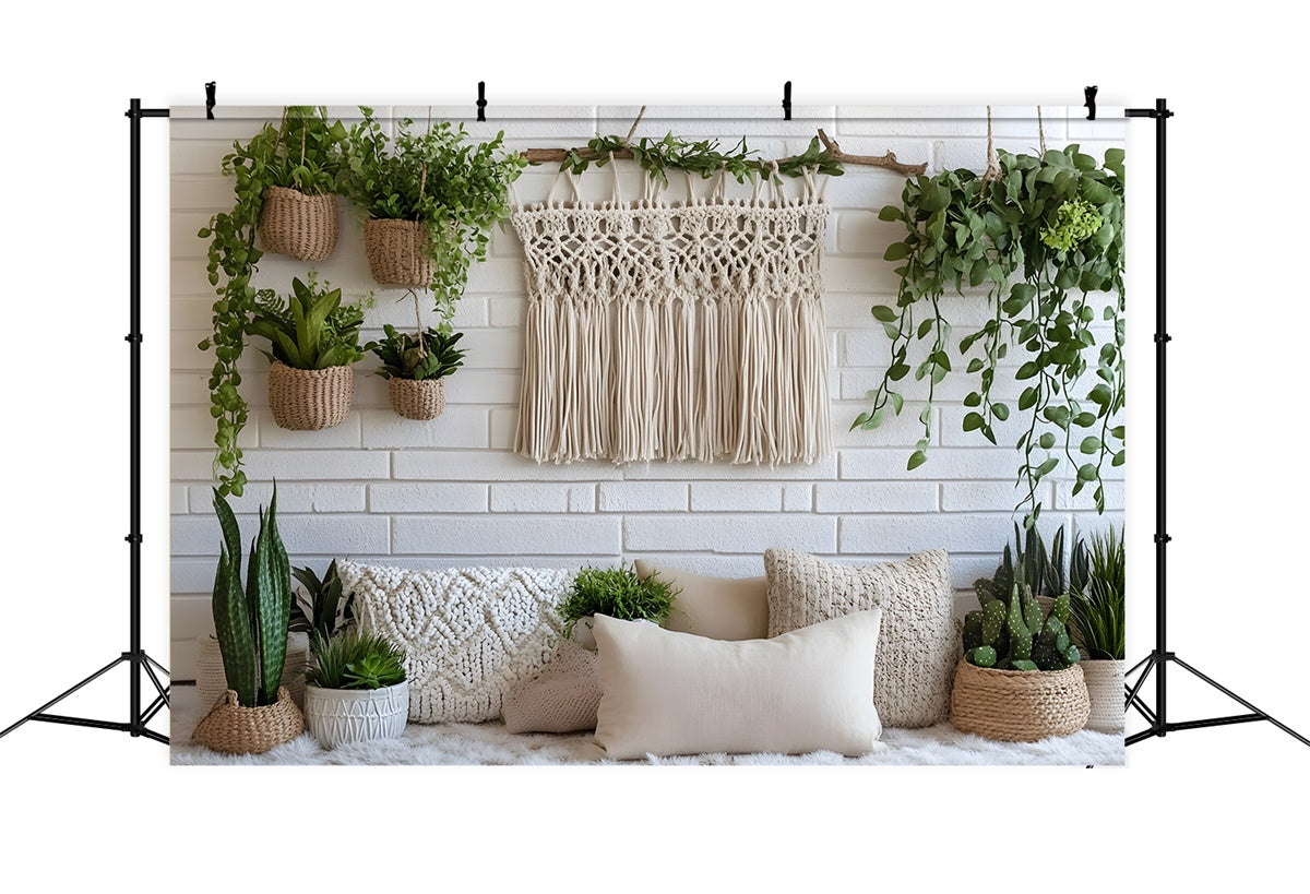 Boho Backdrops Makramee Dekor Hängende Grünpflanzen Hintergrund GQ2-84