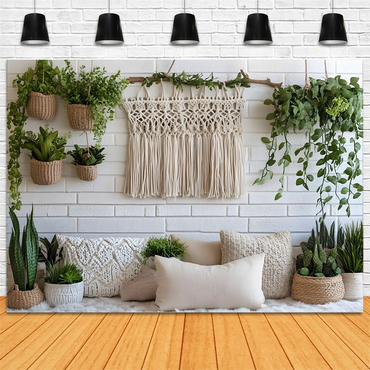 Boho Backdrops Makramee Dekor Hängende Grünpflanzen Hintergrund GQ2-84