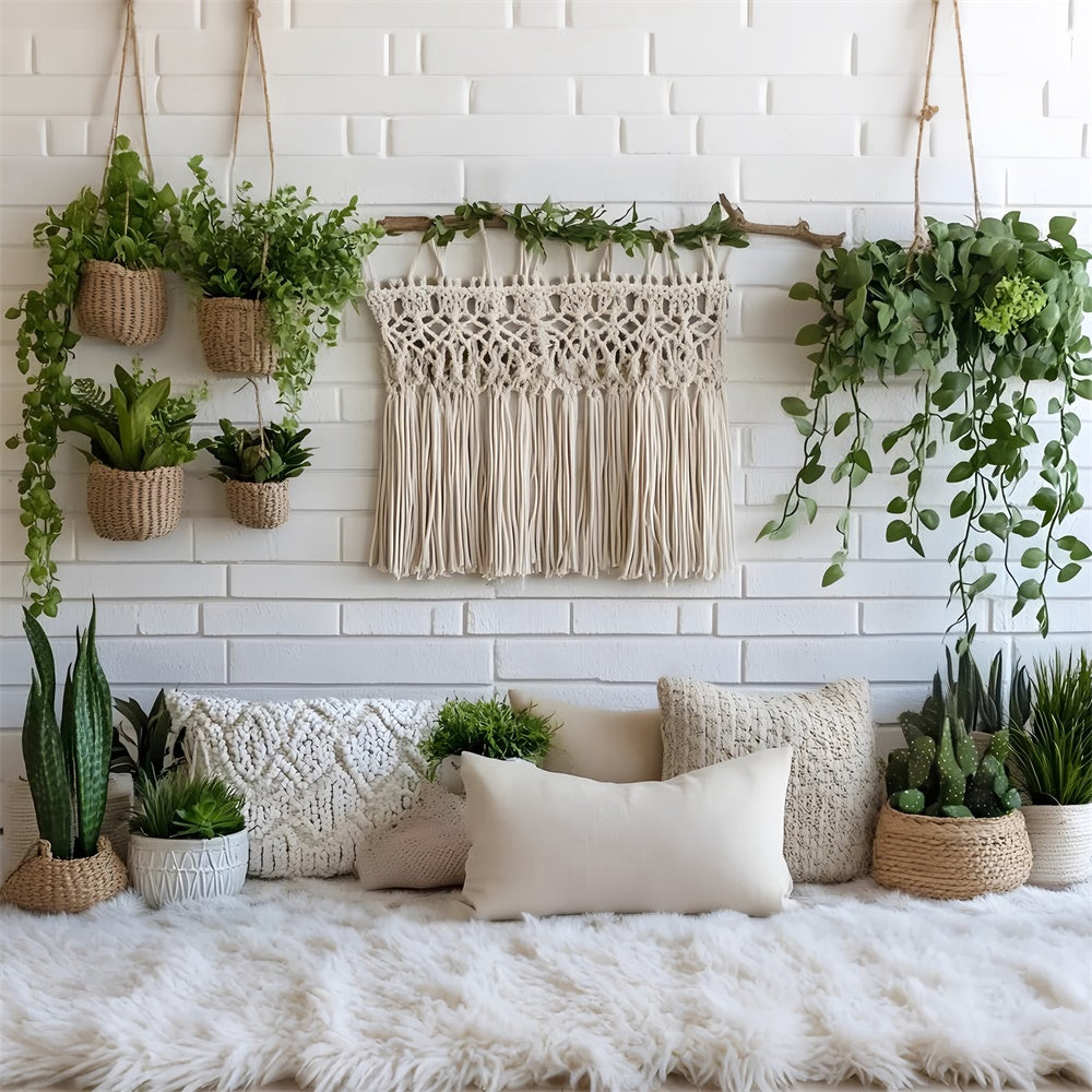 Boho Backdrops Makramee Dekor Hängende Grünpflanzen Hintergrund GQ2-84