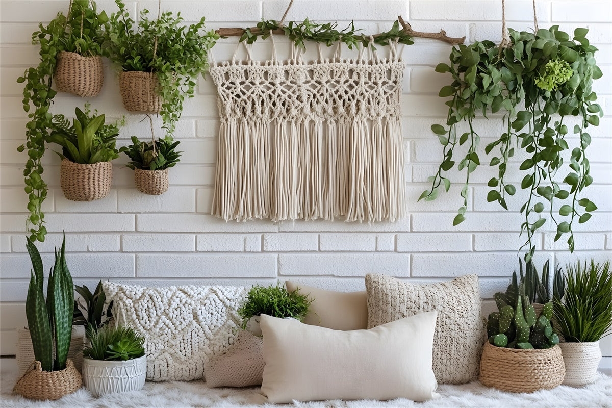 Boho Backdrops Makramee Dekor Hängende Grünpflanzen Hintergrund GQ2-84