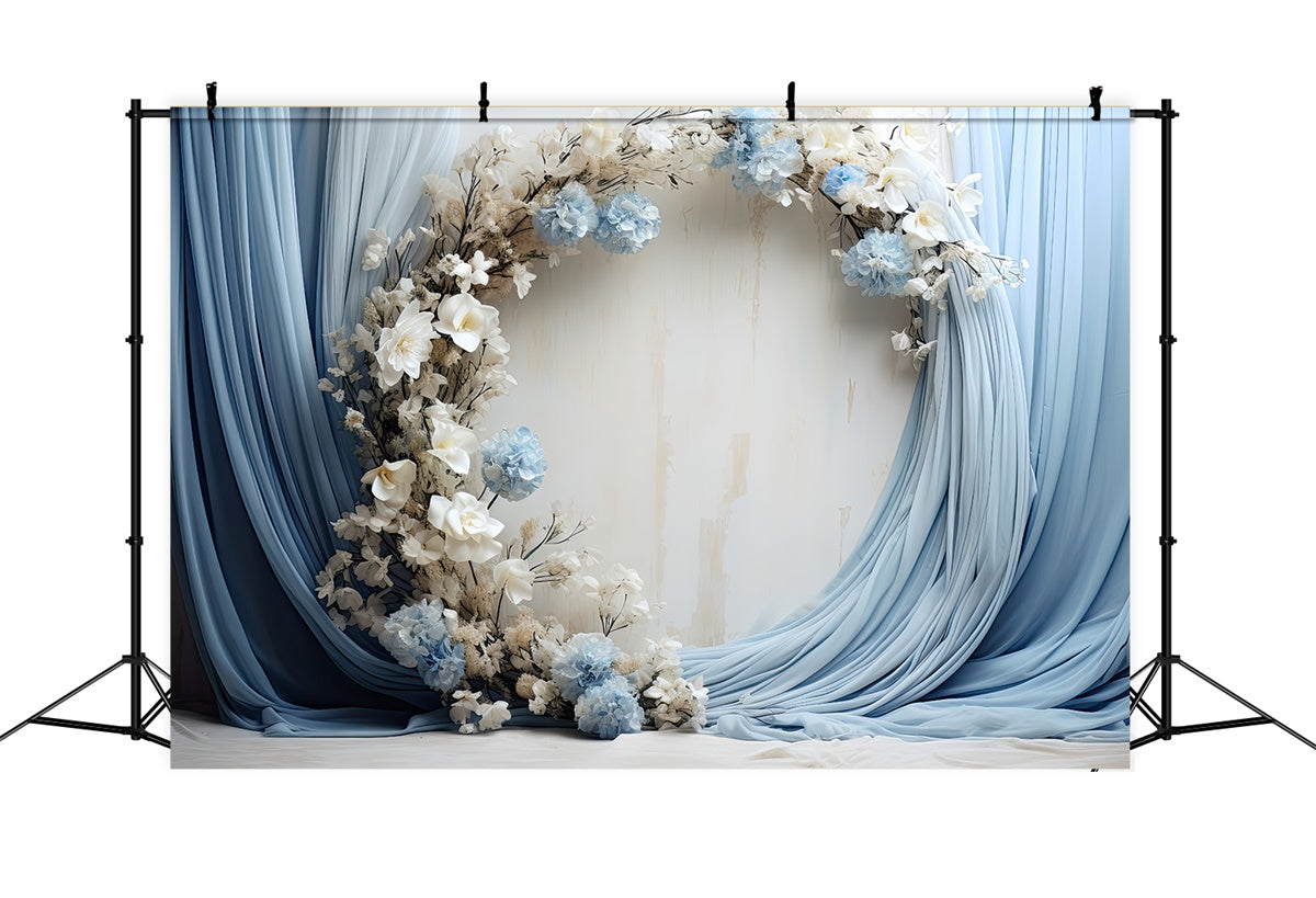 Hintergrund für Muttertag Soft Blue Drapes Flowers Backdrop GQ2-95