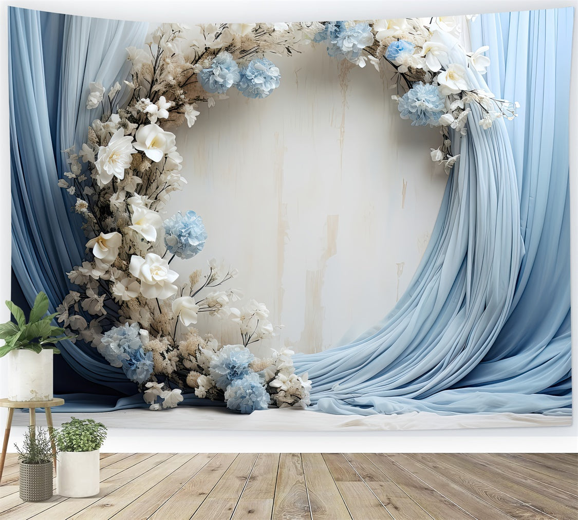 Hintergrund für Muttertag Soft Blue Drapes Flowers Backdrop GQ2-95
