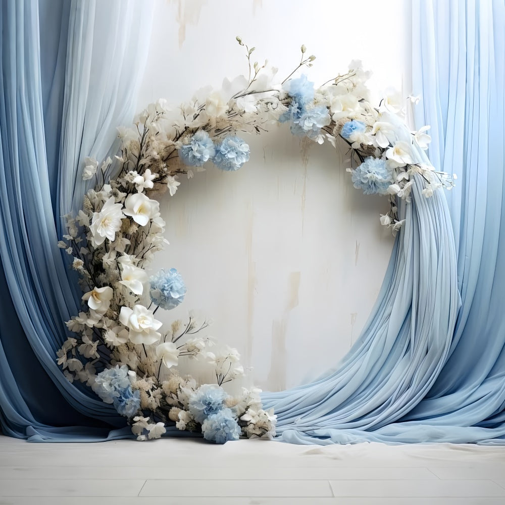 Hintergrund für Muttertag Soft Blue Drapes Flowers Backdrop GQ2-95