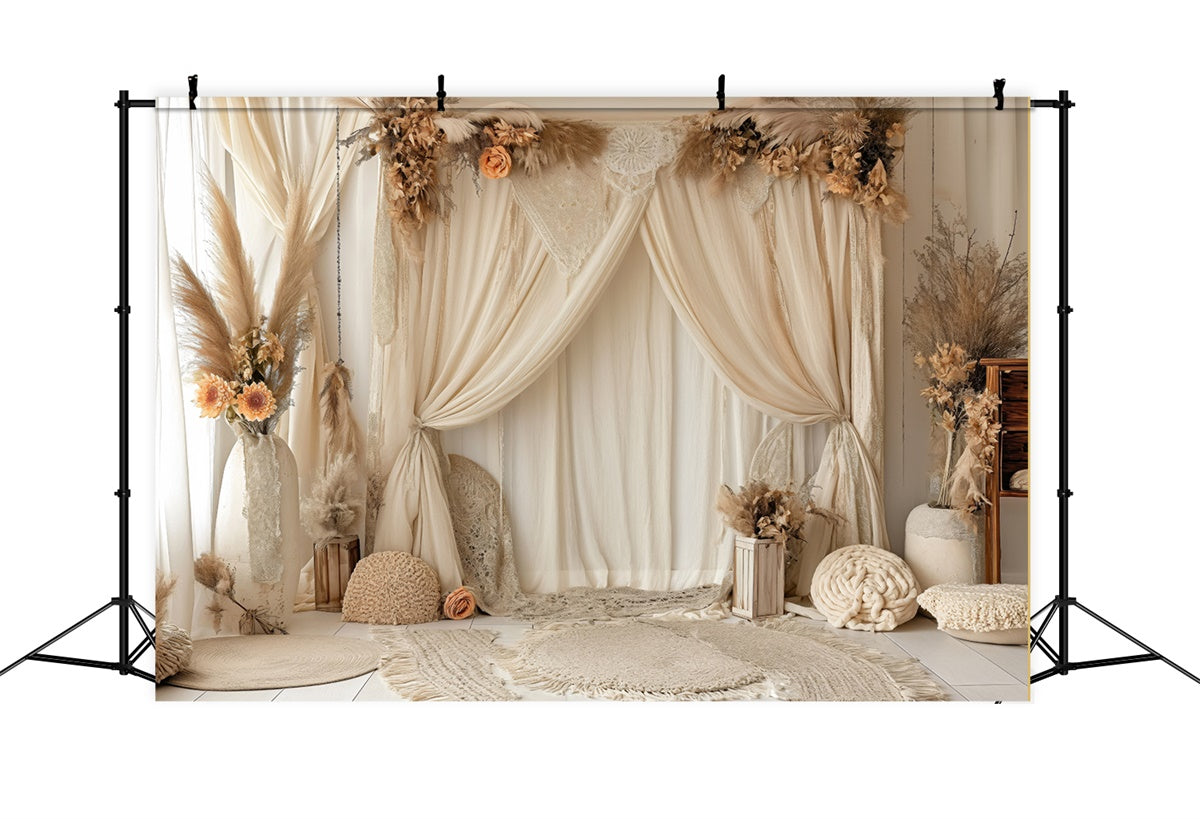Happy Mother's Day Backdrop Gemütliche Creme Drape Blumen Backdrop GQ2-96