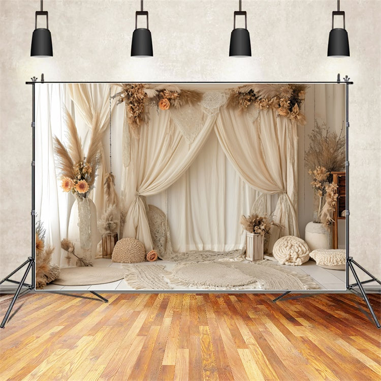 Happy Mother's Day Backdrop Gemütliche Creme Drape Blumen Backdrop GQ2-96