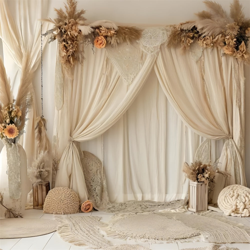 Happy Mother's Day Backdrop Gemütliche Creme Drape Blumen Backdrop GQ2-96
