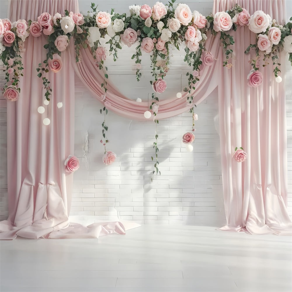 Hintergrundbilder für Muttertag Pastellrosa Blumenvorhang Hintergrund GQ2-99