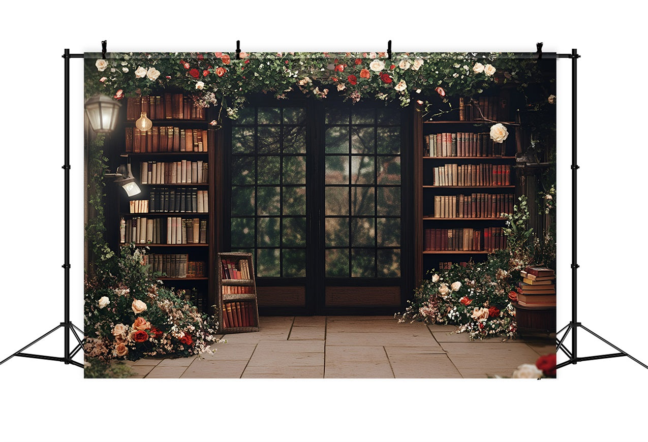 Back To School Fotohintergrund Floral Bibliothek Hintergrund GQ3-104