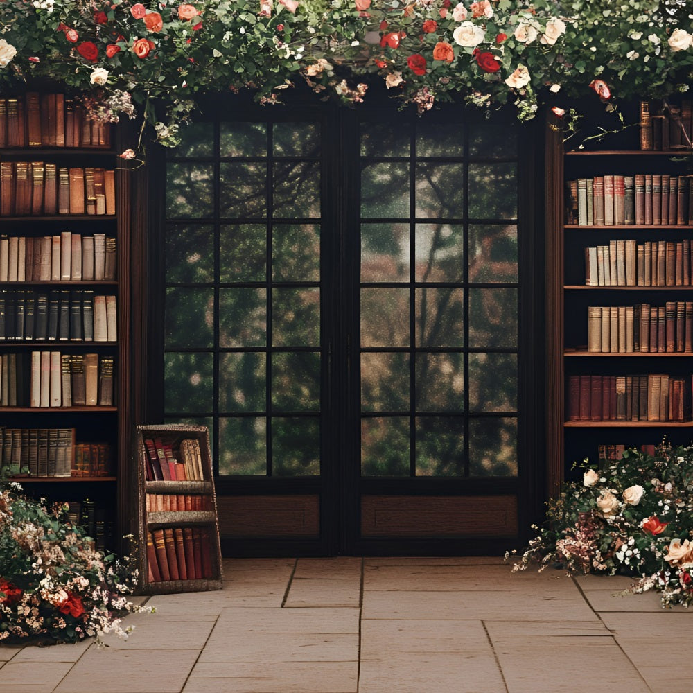 Back To School Fotohintergrund Floral Bibliothek Hintergrund GQ3-104