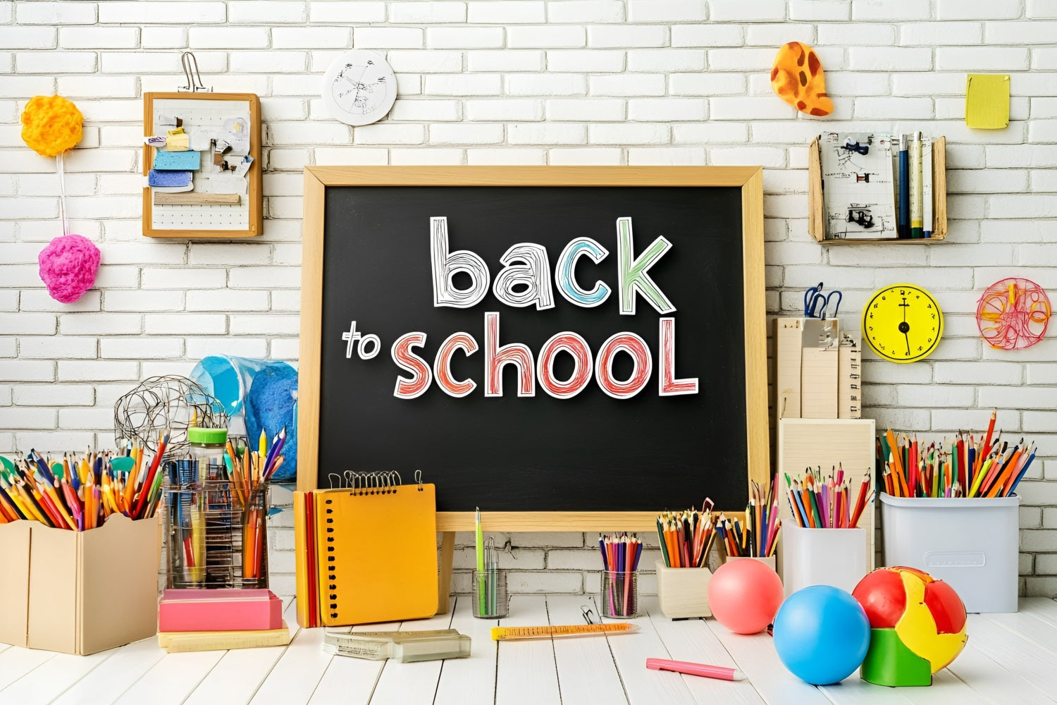 Back To School Backdrop Supplies Kreidetafel Lernen Backdrop GQ3-119