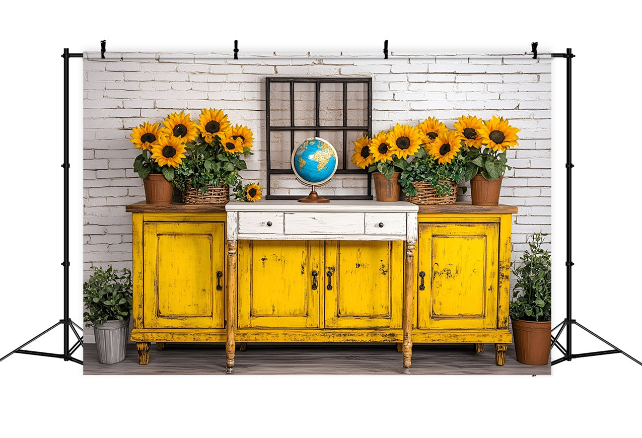 Zurück zu Schule Fotografie Backdrops Klassenzimmer Sonnenblume Wall Backdrop GQ3-121