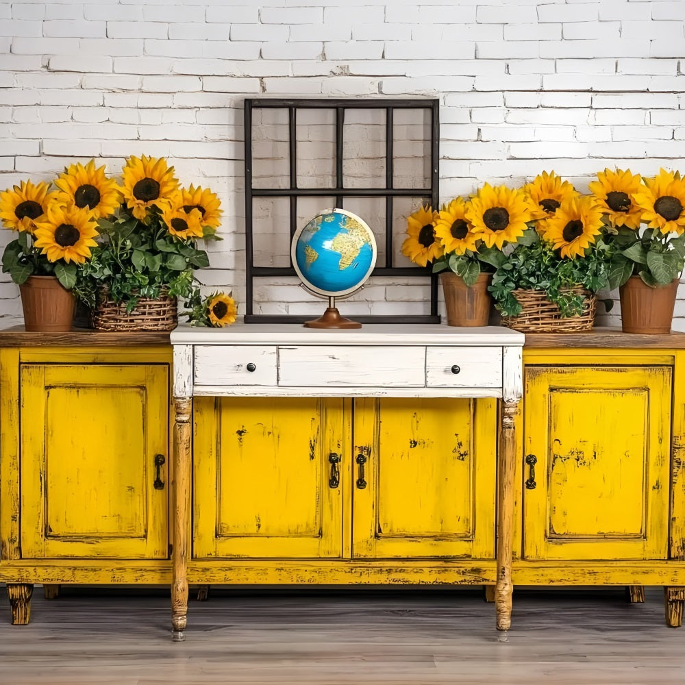 Zurück zu Schule Fotografie Backdrops Klassenzimmer Sonnenblume Wall Backdrop GQ3-121