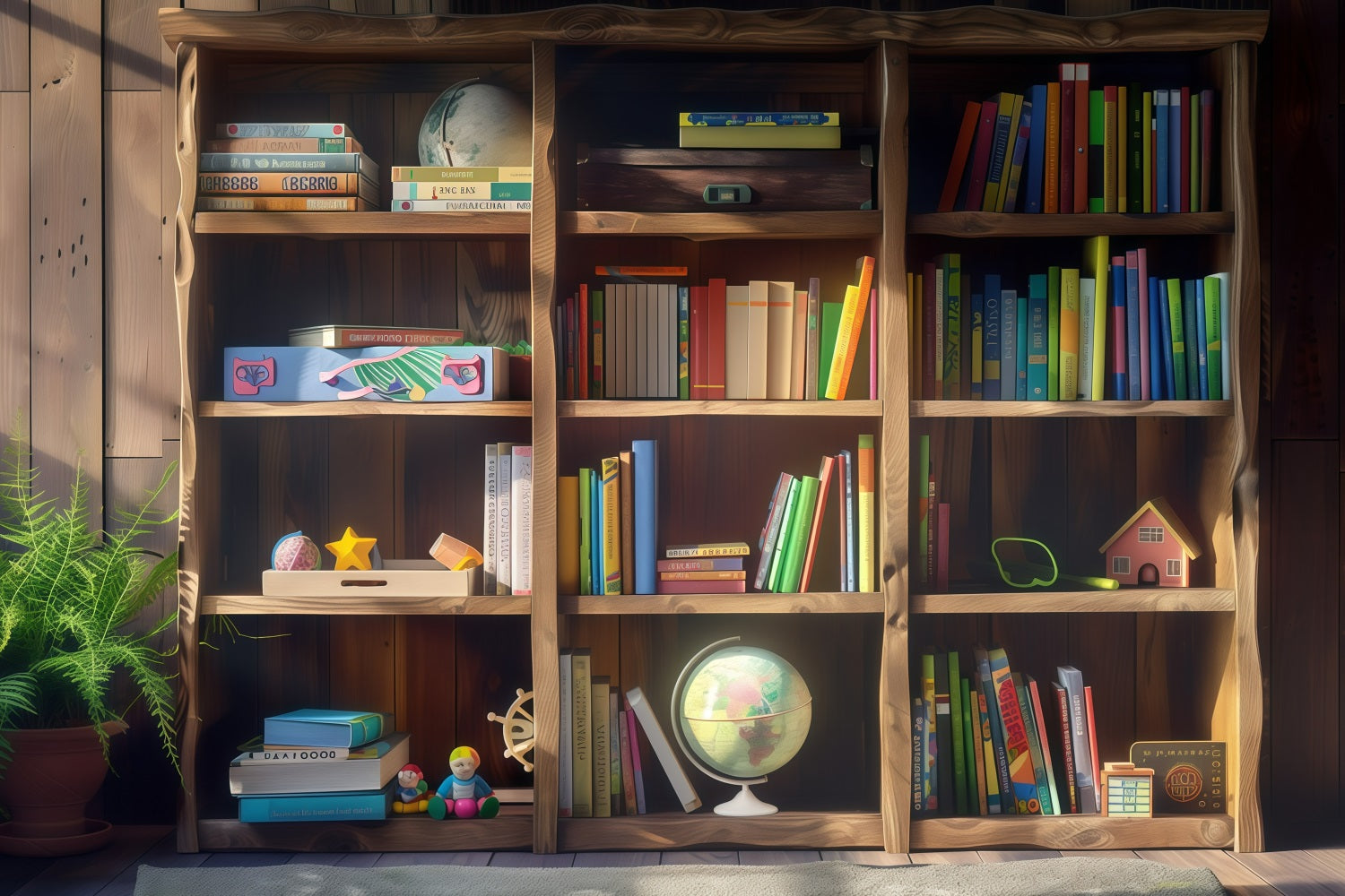 Back To School Backdrops Holz Bücherregal Studie Backdrop GQ3-126