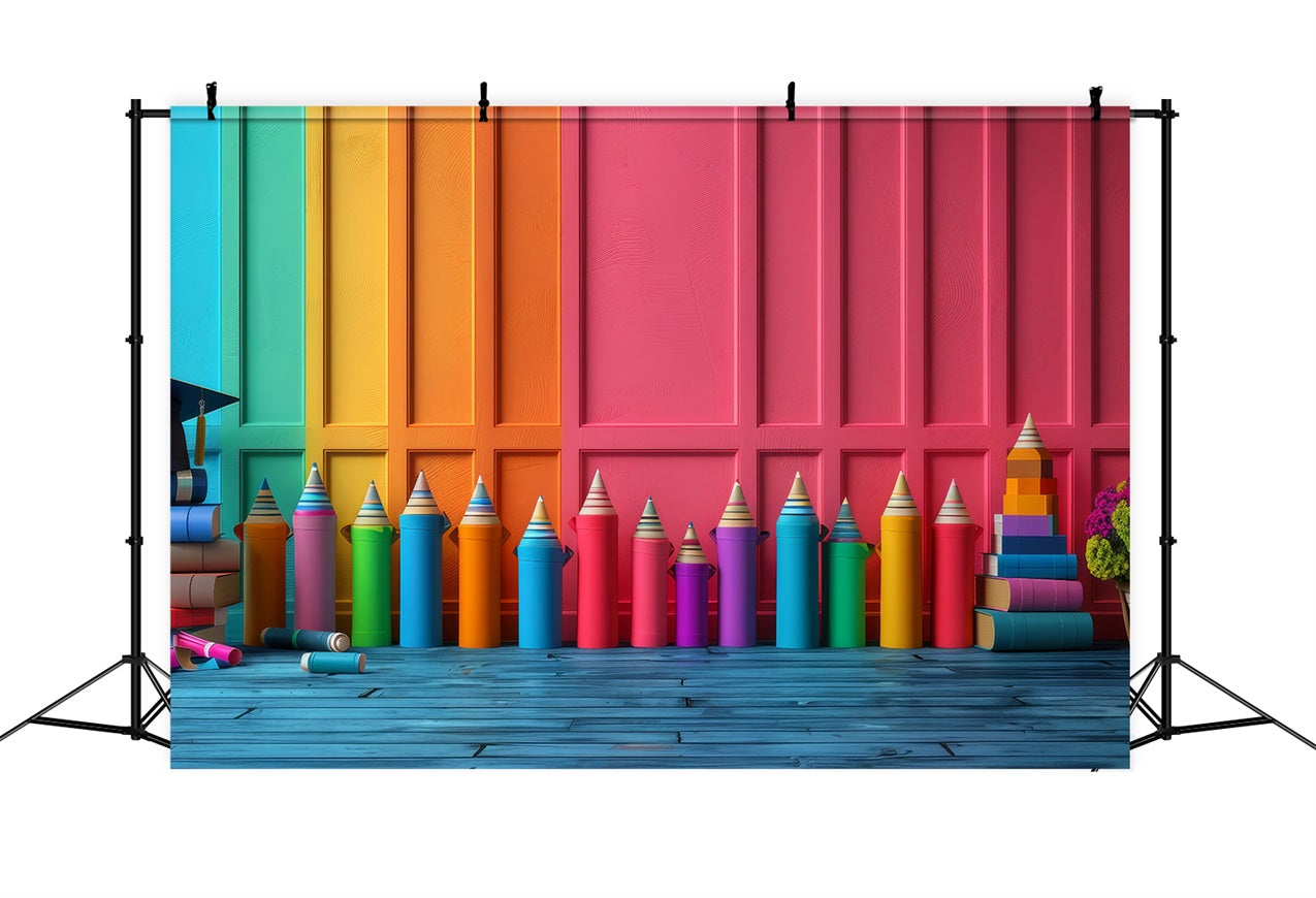 Backdrop Back To School Spaß Farbe Bleistift Lernen Backdrop GQ3-130