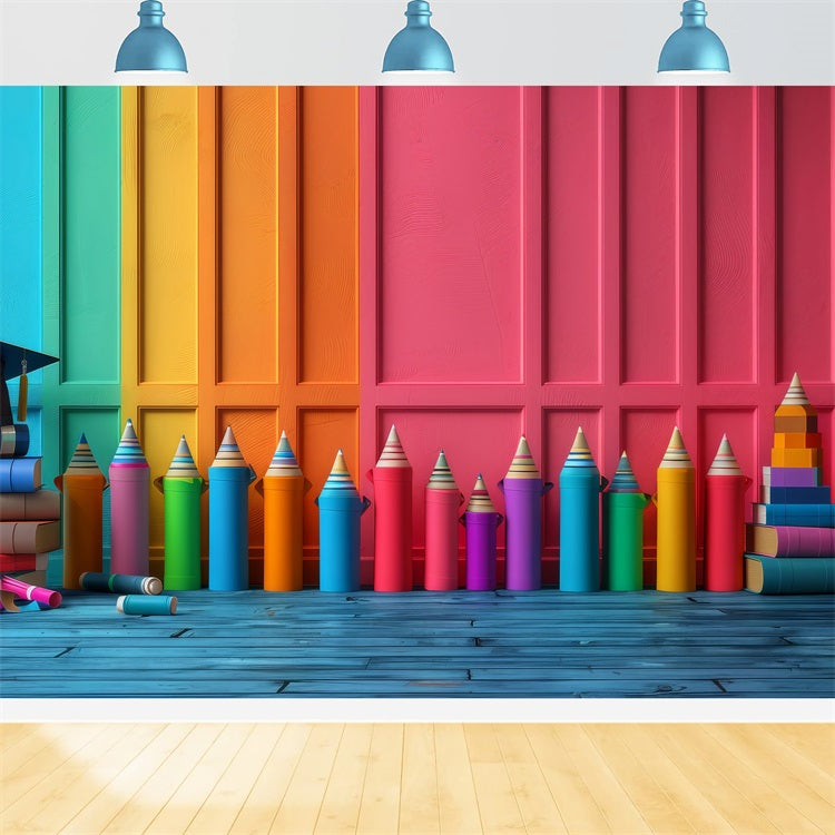 Backdrop Back To School Spaß Farbe Bleistift Lernen Backdrop GQ3-130