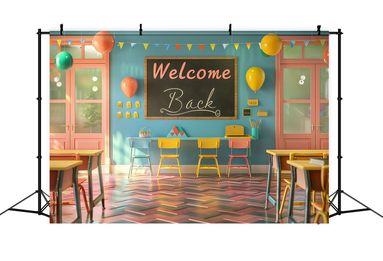Welcome Back To School Backdrop Fröhlich Klassenzimmer Willkommen Backdrop GQ3-131