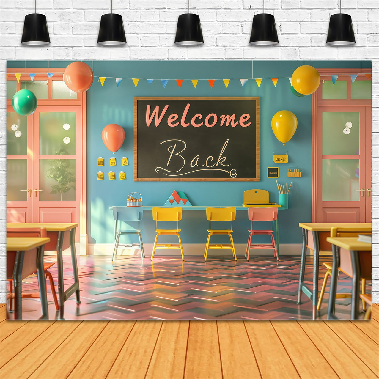 Welcome Back To School Backdrop Fröhlich Klassenzimmer Willkommen Backdrop GQ3-131