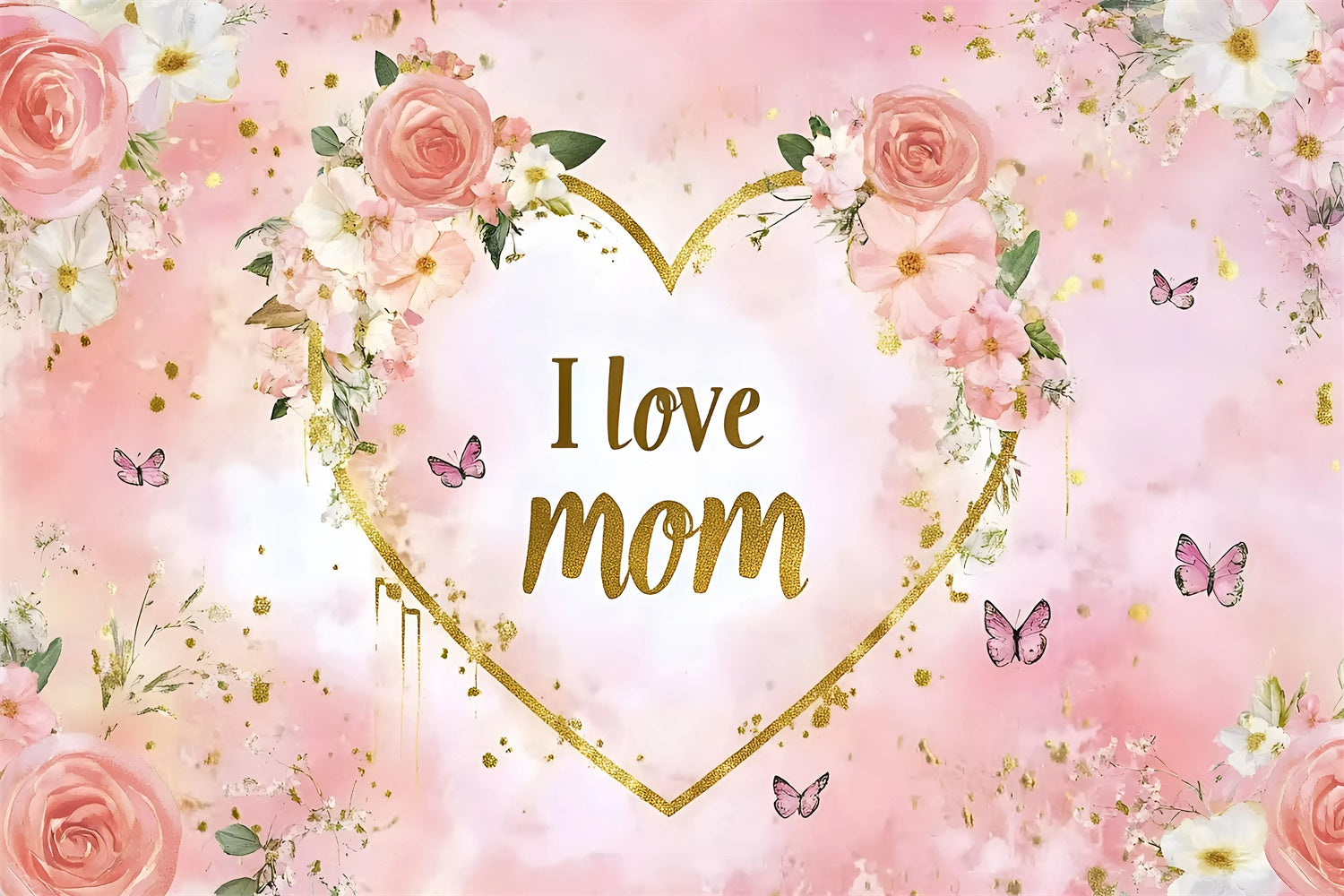Backdrops für Muttertag Gold Frame Floral Personalisierte Backdrop GQ3-136
