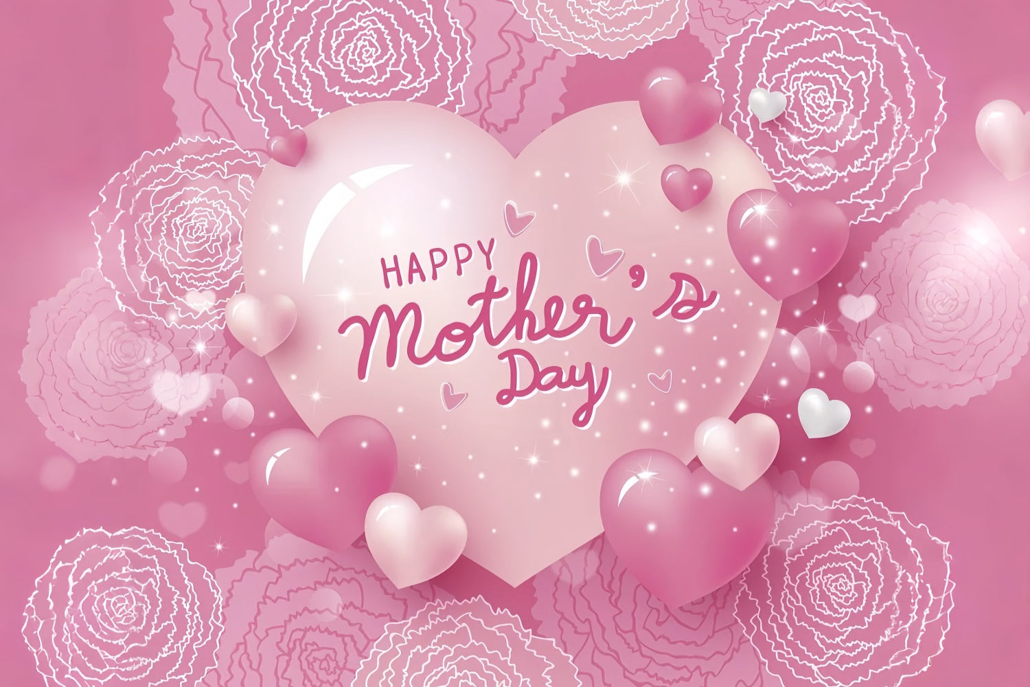 Muttertag Backdrop Ideen Sparkling Heart Floral Customized Backdrop GQ3-148