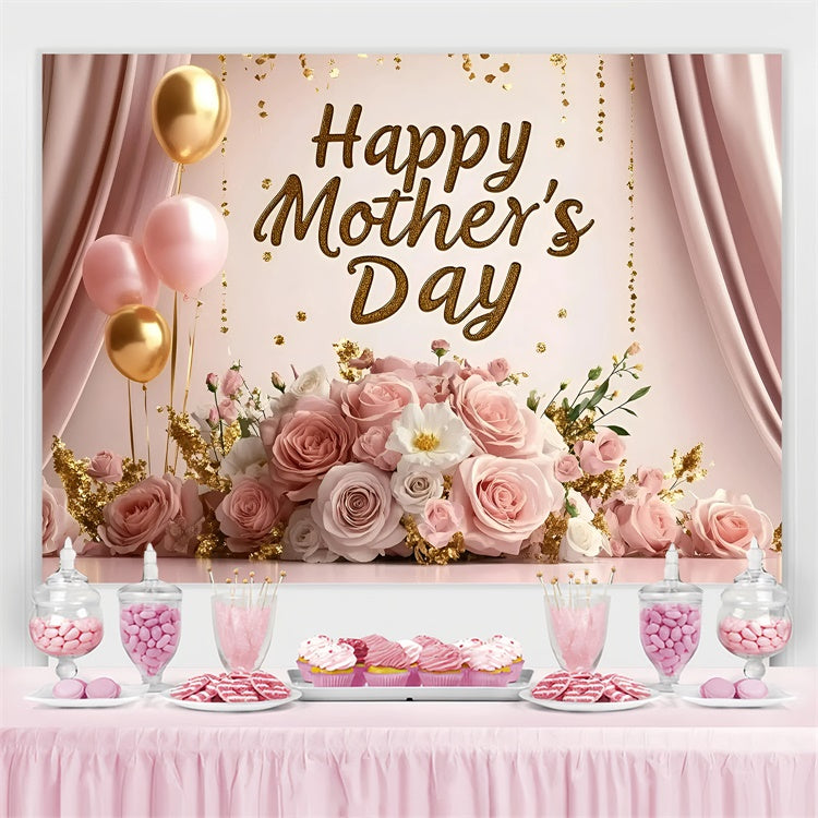 Muttertag Fotokulisse Ideen Eleganz Rosa Rosen Personalisierte Kulisse GQ3-158
