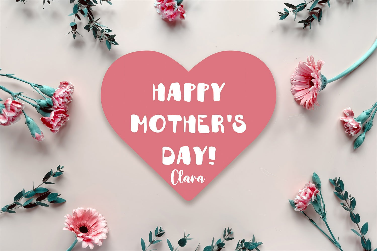 Muttertag Fotohintergrund Minimalistisch Rosa Blumen Individuelles Hintergrundbild GQ3-166