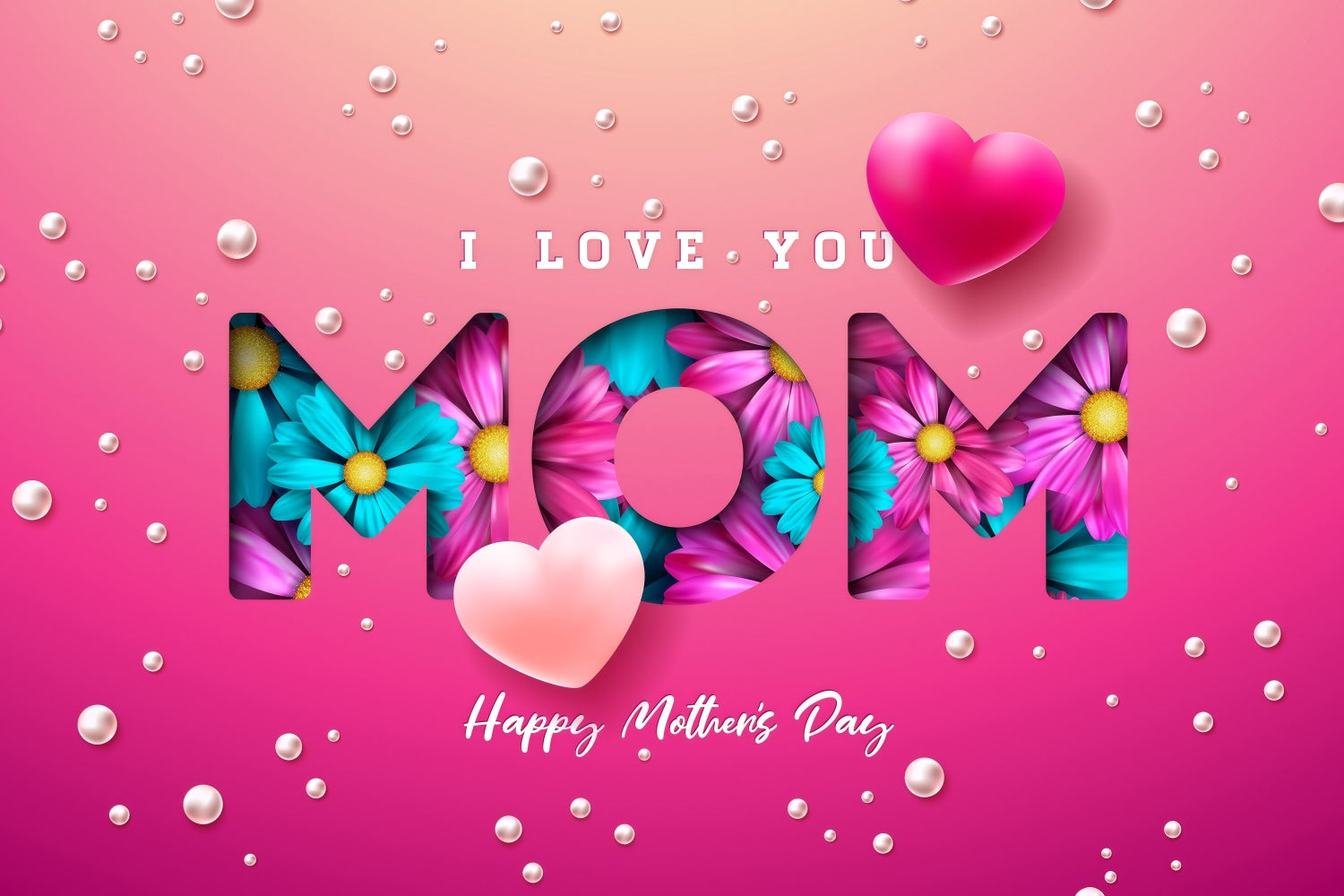 Hintergrund für Muttertag Vibrant Floral Heart Personalisierte Backdrop GQ3-174