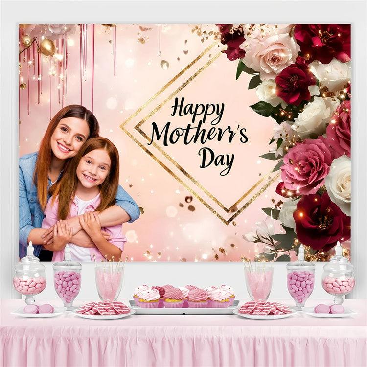 Muttertag Fotohintergrund Glamorous Floral Sparkles Custom Backdrop GQ3-186