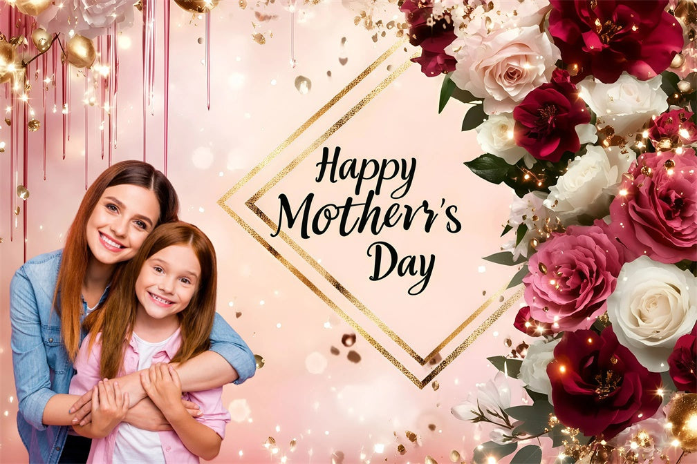 Muttertag Fotohintergrund Glamorous Floral Sparkles Custom Backdrop GQ3-186