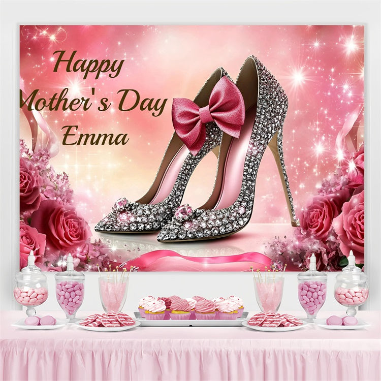 Mothers Day Backdrops Luxus rosa Schleife Heels benutzerdefinierte Hintergrund GQ3-191