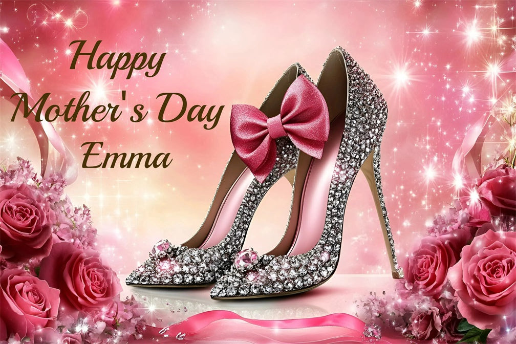 Mothers Day Backdrops Luxus rosa Schleife Heels benutzerdefinierte Hintergrund GQ3-191
