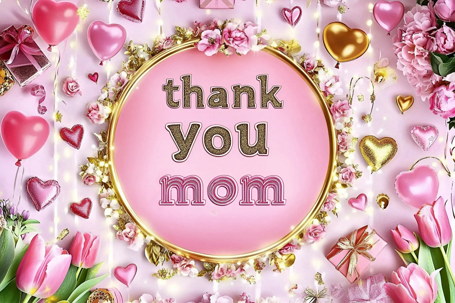 Hintergrund für Muttertag Glühende Herzballons Floral Individuelles Hintergrundbild GQ3-200