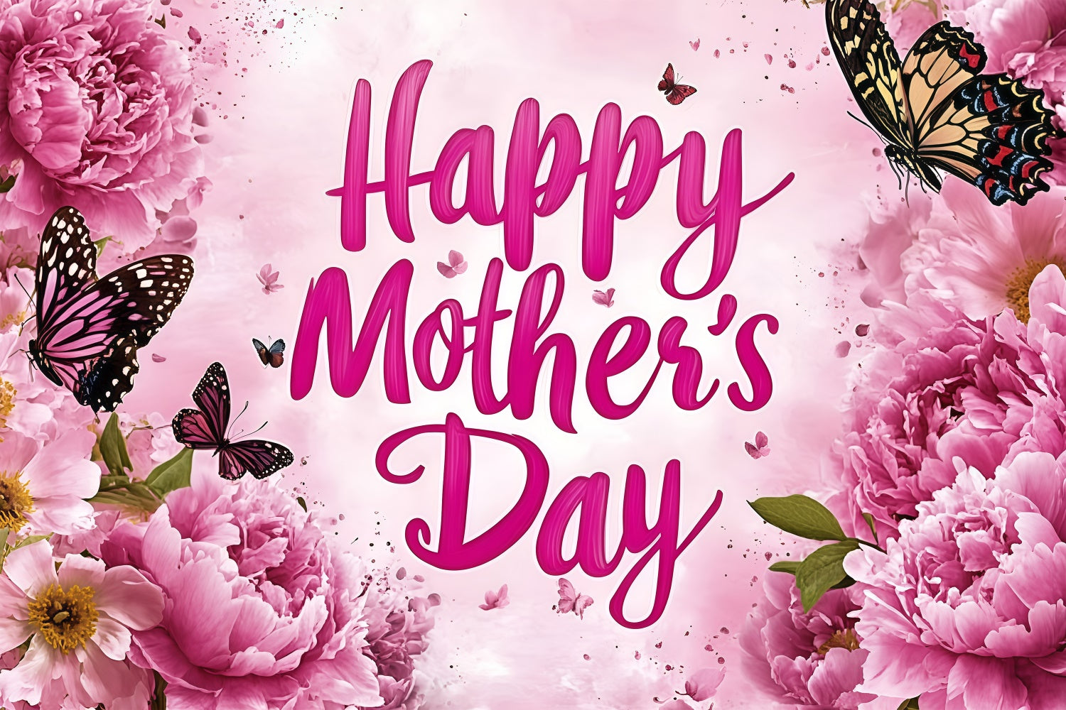 Muttertag Fotohintergrund Pfingstrose Schmetterlingsgarten Individueller Hintergrund GQ3-202