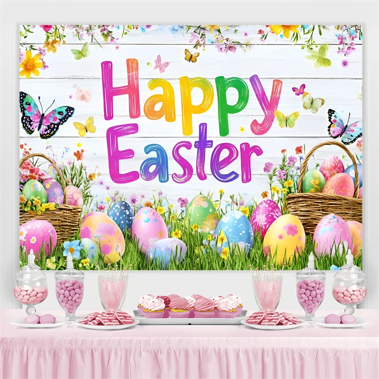 Ostern Fotohintergrund Schmetterling Blüte Wiese Benutzerdefinierte Kulisse GQ3-207