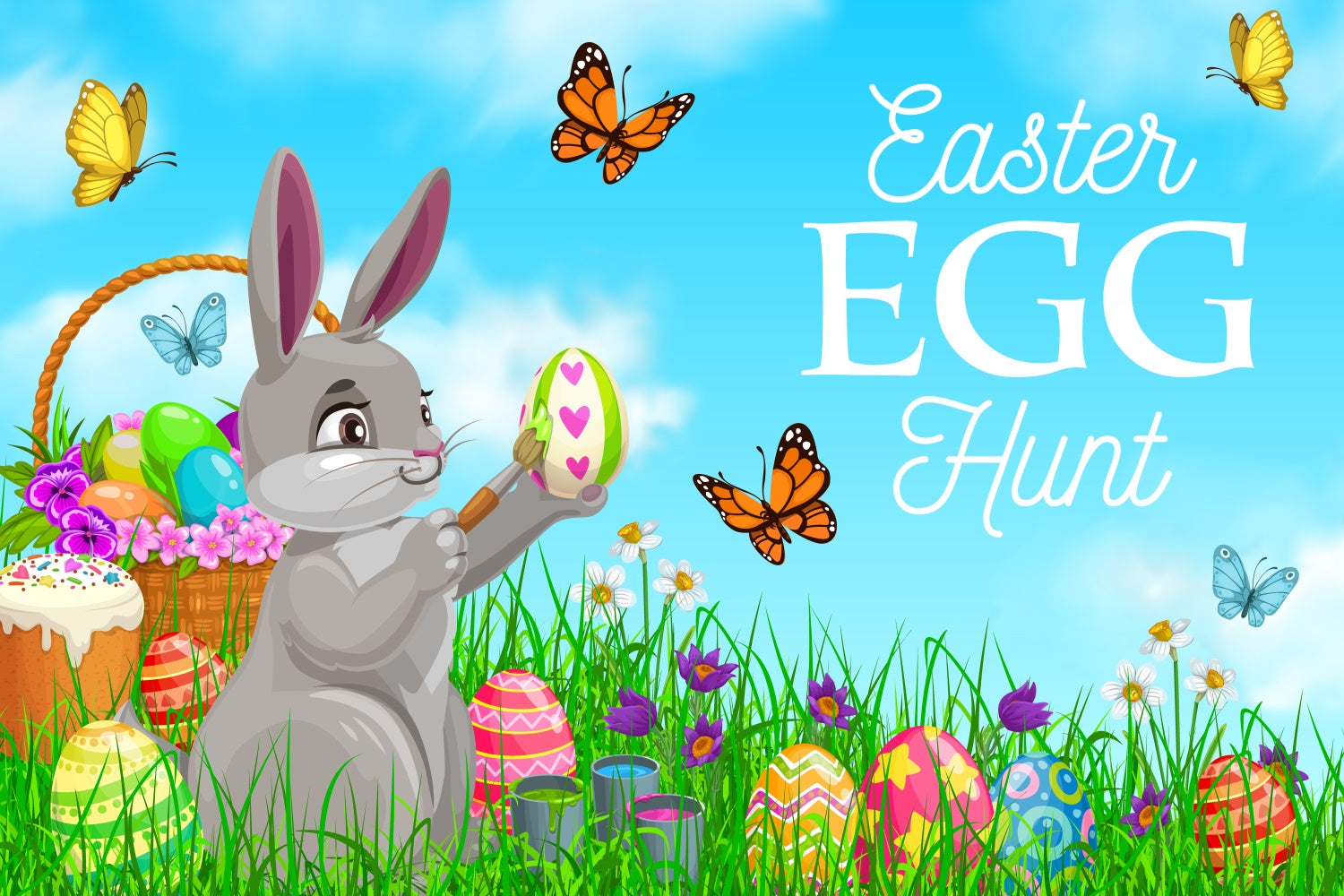 Hintergrund für Ostern Blauer Himmel Schmetterling Individueller Hintergrund GQ3-214