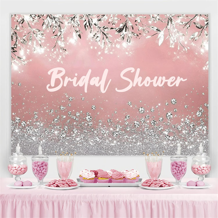 Hochzeit Backdrop Ideen Silber Glitter Blätter Rosa Custom Backdrop GQ3-221