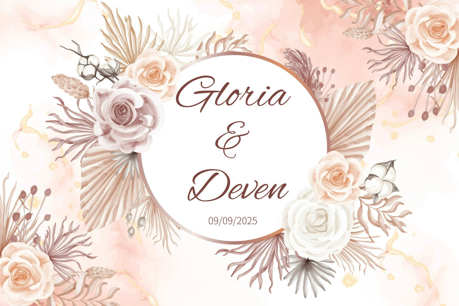 Hochzeit Backdrop Ideen Rustikal Neutral Bloom Individuelles Backdrop GQ3-225