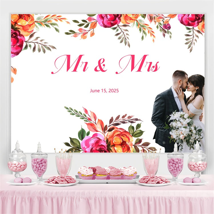 Individuelle Hochzeit Fotohintergrund bunte Blumenrahmen Hintergrund GQ3-228