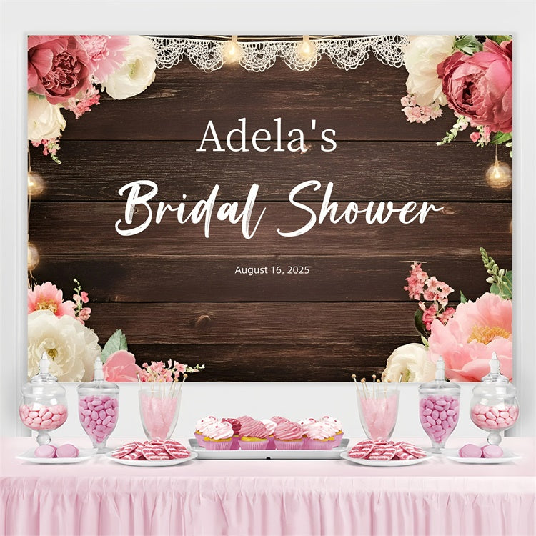 Custom Backdrop für Hochzeit Rustikale Holz Spitze Floral Backdrop GQ3-233