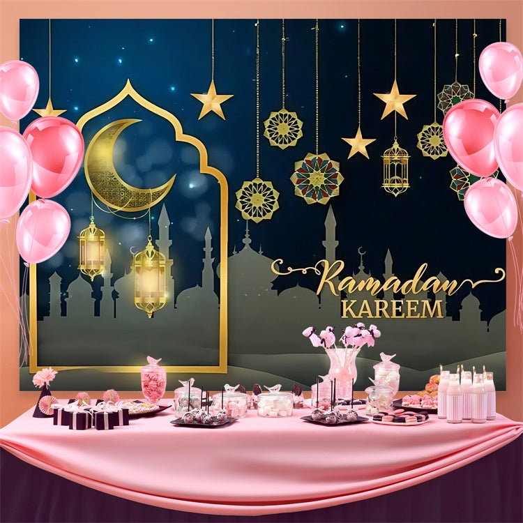 Ramadan Mubarak Backdrop Hängende Ornamente Halbmond Backdrop GQ3-38