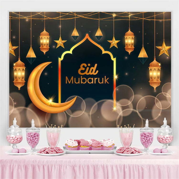 Eid Mubarak Backdrop Mondsichel Hängende Laternen Backdrop GQ3-62